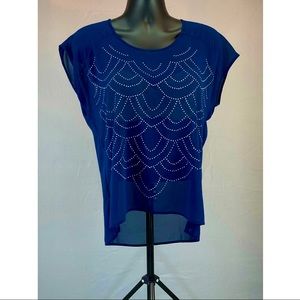 Bobeau Sheer Rhinestone Blouse